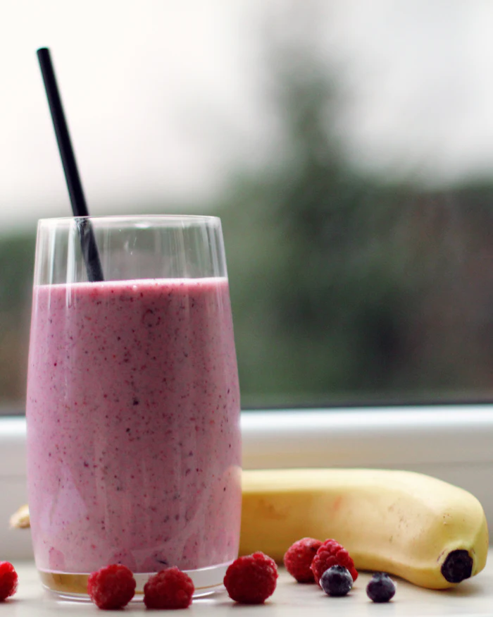 A pink berry smoothie